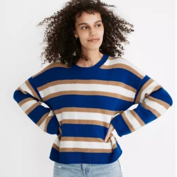 MADEWELL Halo-Striped Belmore Sweater szL - Picture 1 of 12